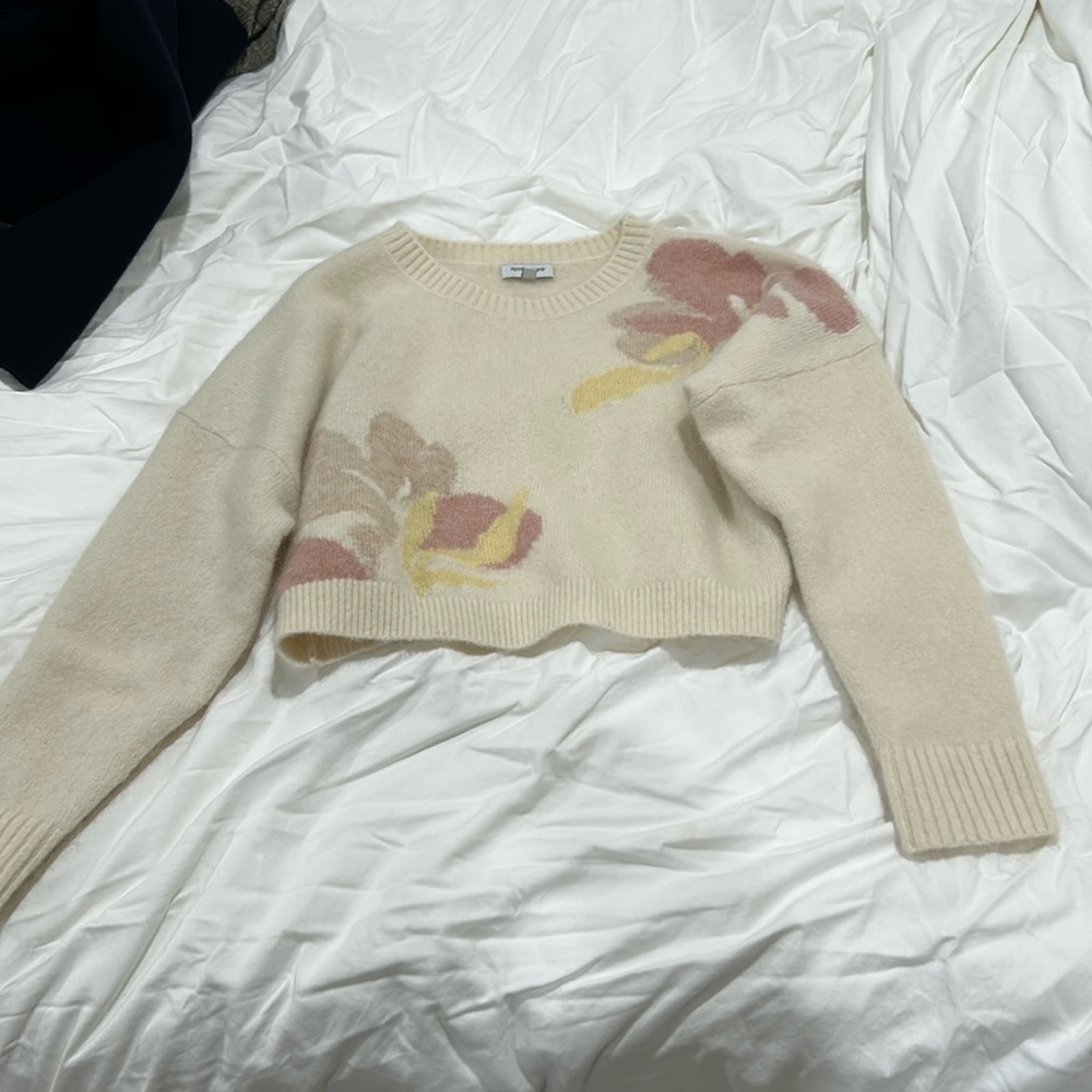 Petite studio S Bailey Mohair Sweater Floral Print Ivory